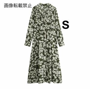 vintage ヴィンテージ レトロ フラワー 花柄 ロング ワンピース Sサイズ レディース★ZARA 好きな方に★2024 S/S 春新作 新品未使用★