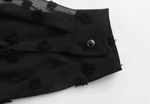 black vintage ヴィンテージ レトロ ドット 水玉　柄 シアー シャツ ブラウス トップス Sサイズ レディース★ZARA 好きな方に★春新作 新品_画像6