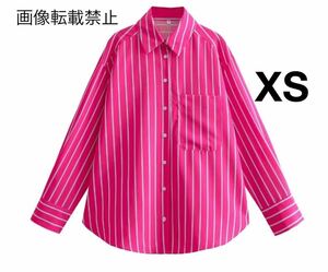 vintage ヴィンテージ レトロ ストライプ 柄 シャツ ブラウス トップス XSサイズ レディース★ZARA 好きな方に★2024 春新作 新品未使用★