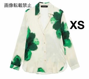 vintage ヴィンテージ レトロ 柄 シャツ ブラウス トップス XSサイズ レディース★ZARA 好きな方に★2024 S/S 春新作 新品未使用★