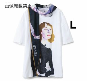 vintage ヴィンテージ レトロ デザイン プリント 半袖 Tシャツ トップス Lサイズ レディース★ZARA 好きな方に★2024 春新作 新品未使用★