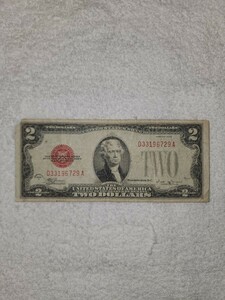 アメリカ　レッドシール　１９２８年　２ドル　旧紙幣　外国紙幣　world paper money