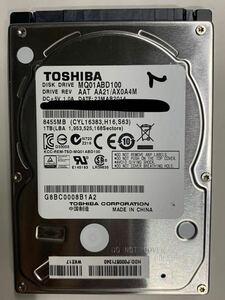 使用時間 109時間 正常 TOSHIBA MQ01ABD100 1000GB 1TB n20240320-4