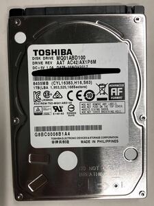 使用時間 6462時間 正常 TOSHIBA MQ01ABD100 1000GB 1TB n20240328-5