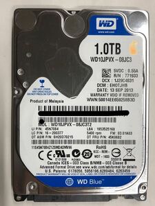 使用時間 25553時間 正常 WDC WD10JPVX-08JC3T2 1000GB 1TB n20240330-19