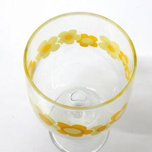 #5602A 昭和レトロポップ SASAKI GLASS Lovely6 RTEMWARESET グラス6客セット イエロー オレンジ 花柄 ガラスコップ 当時物の画像4