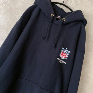 GU NFL フットボール 厚手パーカー 裏起毛 刺繍ロゴ Lサイズ ネイビー