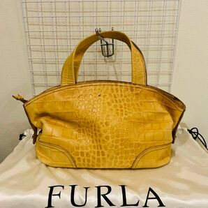 【高品質】 FURLA フルラ ハンドバッグ クロコ型押し　 レザー トートバッグ