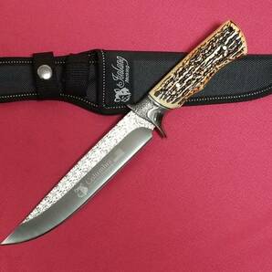 COLUMBIA KNIFE コロンビアナイフ 高品質シースナイフ フェイクスタッグハンドル アウトドア ハンティングナイフの画像1