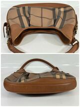 BURBERRY バーバリー ノバチェック　レザー切り替え　pvc ワンショルダー ショルダーバッグ ブラウン_画像4