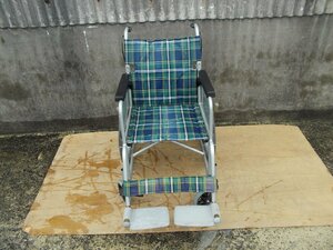 TS-24-0219-06　アルミ製　介助式車椅子 KA16-40SB（ストッパ-部分さびあり）