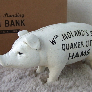 新品☆Hams Standing PIG BANK☆鉄製 豚の貯金箱 バンク白アンティーク ビンテージ インダストリアル男前ミッドセンチュリーdetailピッグの画像1