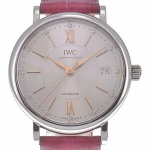 IWC SCHAFFHAUSEN IW458101 ポートフィノ・オートマティック 37 12P ダイヤモンド デイト 自動巻き メンズ 美品 箱・保証書付き R#129767