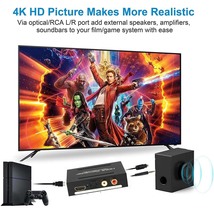 HDMI コンバーター 音声 分配器 音声分離 4K@30Hz HDMI 音声分離器 光デジタル オーディオ アナログ サウンド分離器 SPDIF + RCA白赤_画像3