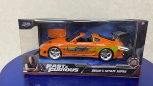 新品 1/24 Jada toys FAST&FURIOUS ワイルドスピード　 Brian's Toyota Supra オレンジ w25×H 11×D13