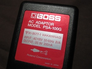  Boss ボス PSA-100G 9V 200mA センターマイナス 日本製 Made in Japan 純正 電源アダプター ACアダプター 中古 動作品 送料一律520円