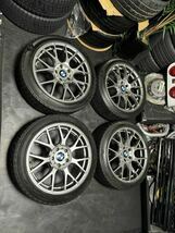 BMW用 社外メッシュ ハイグロス 18インチ 8J＋28？ PCD120 5穴 ハブ径約73 タイヤ BRIDGESTONE ICEPARTNER2 225/45R18 2018年製 