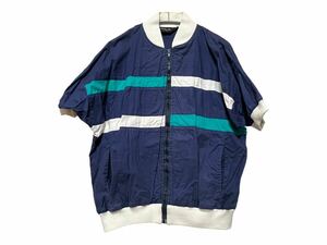 [ rare ] Christian Dior short sleeves full Zip blouson M size Vintage goods white * navy * turquoise 