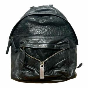 【良品】DIESEL　本革シュリンプレザー　リュック　レディースリュック　、バッグ、鞄、かばん、黒/ブラック