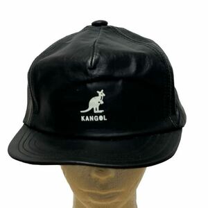 【送料無料】USA製 カンゴール 牛革レザー キャップ ヴィンテージ 帽子 アメリカ　黒白　フリーサイズ　アジャスターベルト月