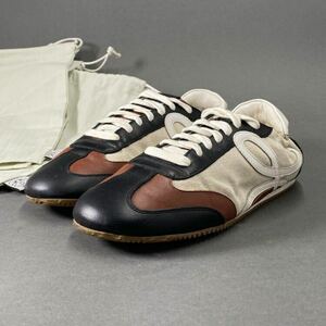 5b26 LOEWE Loewe canvas × leather ballet Runner low cut sneakers 40 black Brown ivory shoes 