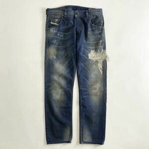 ◯ 17c2 DIESEL ディーゼル KRAYVER ヴィンテージ加工 デニムパンツ W28 L30 インディゴ Vintage ダメージ加工 ジーンズ