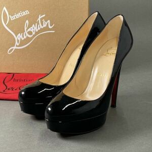 3c9 《美品》 Christian Louboutin クリスチャン ルブタン BIANCA 140 ビアンカ ヒールパンプス 37 ブラック パテントレザー シューズ 