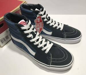 未使用!! VANS バンズ USA企画 SK8-HI NAVY スケート ハイ ネイビー 紺 x 白 us 8.0 / 26.0cm 箱付き