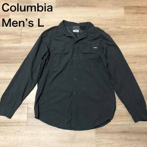 【送料無料】Columbia 長袖シャツ ダークグレー　メンズLサイズ　コロンビアアウトドア登山