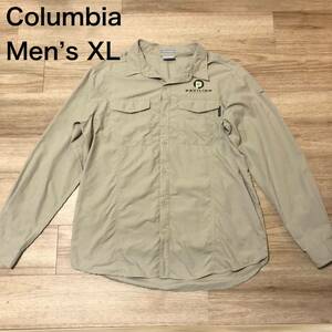 【送料無料】Columbia 長袖シャツ ベージュ　メンズXLサイズ　コロンビアアウトドア登山