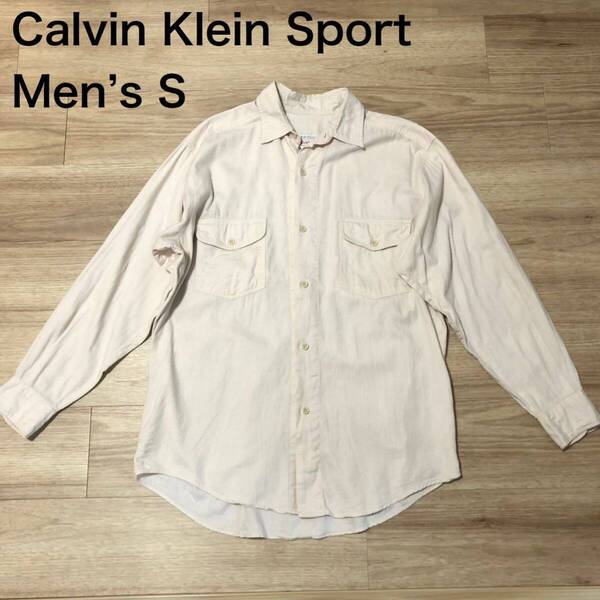 【送料無料】Calvin Klein Sport長袖シャツベージュ系 メンズSサイズ カルバンクラインスポーツ