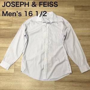 【送料無料】JOSEPH & FEISS長袖シャツ 白系ストライプ柄　メンズ16 1/2サイズ