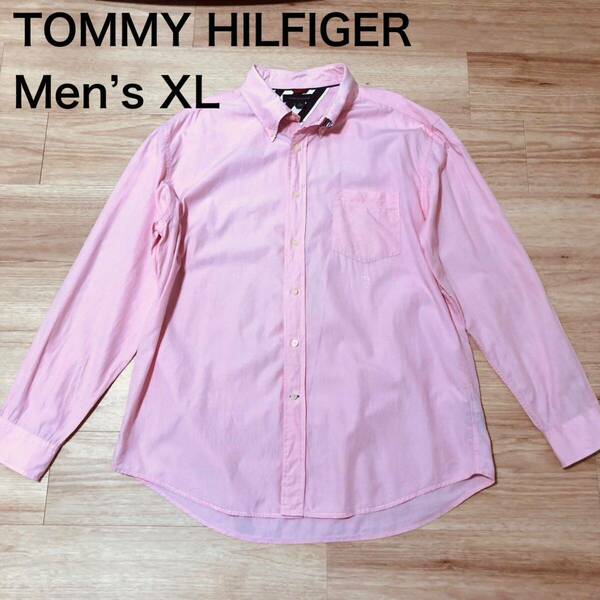【送料無料】TOMMY HILFIGER長袖シャツ　ピンク　メンズXLサイズ　トミーヒルフィガー