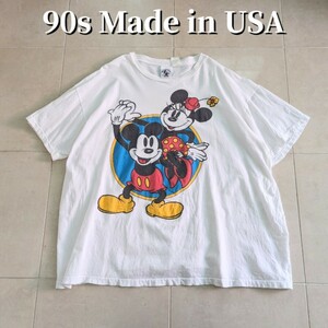 90s USA製 ミッキー　ディズニー　プリント　Tシャツ　XXL オフィシャル　シングルステッチ　ヴィンテージ