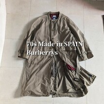 60s 70s カスタム　スペイン製　BURBERRY　バーバリー　ハンティング　ノーカラー　コート　ライディングコート_画像1