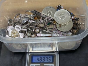 地金 silver 純銀（489g）つぶし 銀メダル、silverアクセサリー（ イヤリング、 ネックレス 、指輪 （本真珠、レトロ含む） 全部 銀まとめ