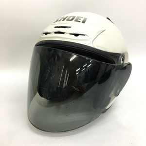 1円スタート SHOEI J-FORCE2 ジェットヘルメット 現状品 訳あり ジャンク ジェイフォース2 Mサイズ ホワイト ショウエイ バイク N18905H●