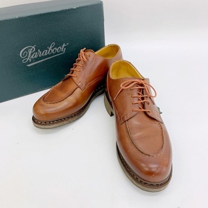 パラブーツ CHAMBORD シャンボード レースアップ ドレスシューズ Uチップ レザー 本革 箱付き 8.5 26.5～27相当 Paraboot 靴 DF11092■