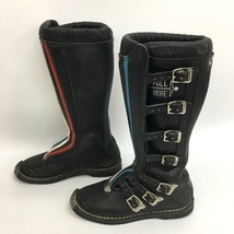 SiDi full Bore ビンテージモトクロスブーツ 6ベルト レザー オートバイ バイカー メンズ 27.5cm相当 ブラック シディ バイク用 N18908●_画像4