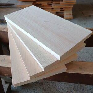 B-1542 【40×19.2～19.7×2cm】国産ひのき　板　4枚セット　テーブル　棚板　看板　一枚板　無垢材　桧　檜　DIY