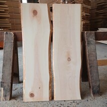 C-1706 　国産ひのき　耳付節板　2枚セット　テーブル　棚板　看板　一枚板　無垢材　桧　檜　DIY_画像1