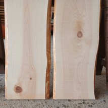 C-1706 　国産ひのき　耳付節板　2枚セット　テーブル　棚板　看板　一枚板　無垢材　桧　檜　DIY_画像2