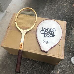 【兵庫神戸三田】SPALDING　world open lady テニスラケット　木製　レトロ