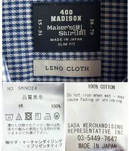 【極美品】Maker's Shirt 鎌倉 シャツ メンズ 38-79 チェック 白×青 400 MADISON LENO CLOTH ボタンダウン 日本製 鎌倉シャツ_画像4