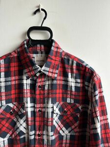 【極美品】RHC&MAS Ron Herman ロンハーマン BOOK STORE FLANNEL SHIRTS フランネル チェック シャツ 長袖 ネルシャツ 4 レッド 日本製