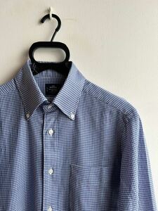 【極美品】Maker's Shirt 鎌倉 シャツ メンズ 38-79 チェック 白×青 400 MADISON LENO CLOTH ボタンダウン 日本製 鎌倉シャツ