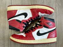 人気★NIKE ナイキ AIR JORDAN 1 エアジョーダン1 130207-101 94年製 復刻 「シカゴ」 赤白黒 9.5 27.5cm_画像2