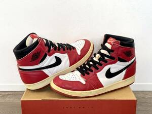 人気★NIKE ナイキ AIR JORDAN 1 エアジョーダン1 130207-101 94年製 復刻 「シカゴ」 赤白黒 9.5 27.5cm