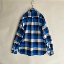 【美品】BEAMS PLUS 日本製 ビームスプラス ブロックチェック ボタンダウン シャツ アメカジ ゆったりめ コットン ブルー系 size L_画像2