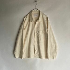 23SS MHL. COTTON LINEN OXFORD 日本製 エムエイチエル マーガレットハウエル シャツジャケット ややゆったりめ 生成り size S sk